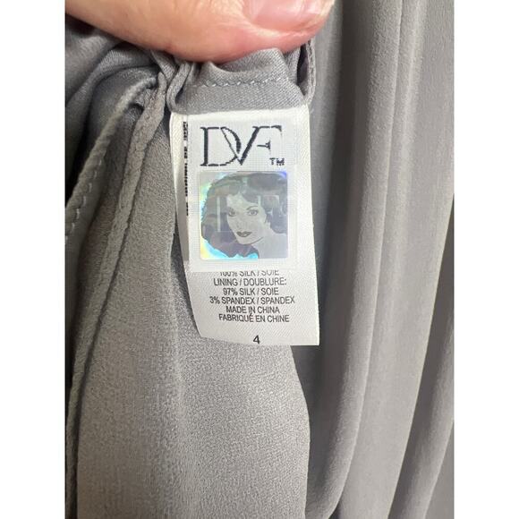 Diane Von Furstenberg Fleurette Silk Dress Size 4 Women‎ Sheer Dove Gray - Picture 9 of 10